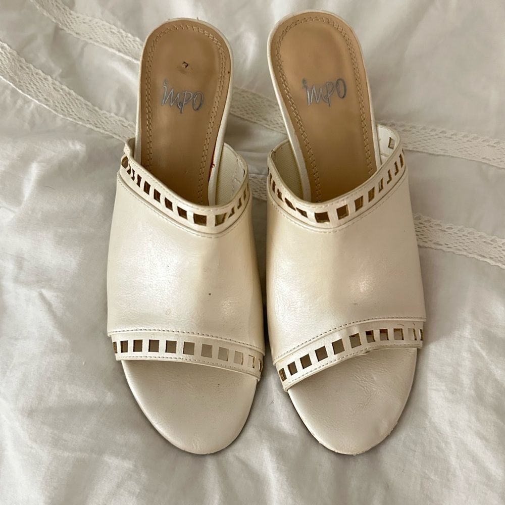 Impo Cream Mules with Perforated Design